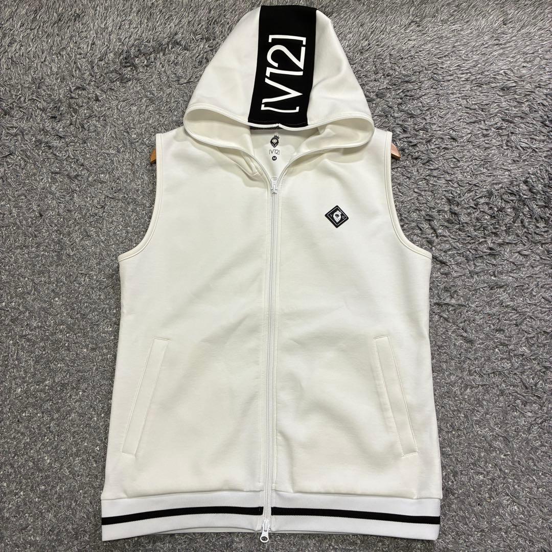 【美品】V12 ヴィトゥエルヴ LINE HOODIE VEST ホワイト M